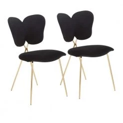 Madeline Chair in Black Velvet and Gold (Set of 2) by Lumisource
