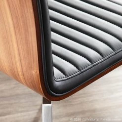 Mason Swivel Dining Chair in Black Faux Leather, Walnut Wood and Stainless Steel (Set of 2) by Lumisource -Cheap Lumisource Store black lumisource dining chairs ch msnswv wlbk2 1f 1000