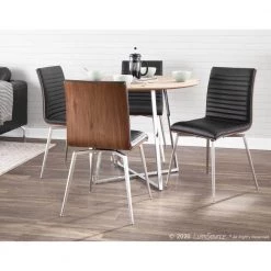 Mason Swivel Dining Chair in Black Faux Leather, Walnut Wood and Stainless Steel (Set of 2) by Lumisource -Cheap Lumisource Store black lumisource dining chairs ch msnswv wlbk2 31 1000