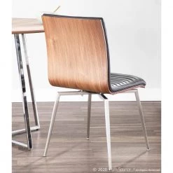 Mason Swivel Dining Chair in Black Faux Leather, Walnut Wood and Stainless Steel (Set of 2) by Lumisource -Cheap Lumisource Store black lumisource dining chairs ch msnswv wlbk2 4f 1000