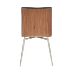 Mason Swivel Dining Chair in Black Faux Leather, Walnut Wood and Stainless Steel (Set of 2) by Lumisource -Cheap Lumisource Store black lumisource dining chairs ch msnswv wlbk2 66 1000