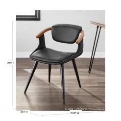 Oracle Mid-Century Modern Dining Chair in Black Faux Leather and Black Metal with Walnut Wood Accents by Lumisource -Cheap Lumisource Store black lumisource dining chairs ch oracle bkbk 40 1000