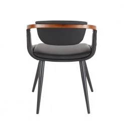 Oracle Mid-Century Modern Dining Chair in Black Faux Leather and Black Metal with Walnut Wood Accents by Lumisource -Cheap Lumisource Store black lumisource dining chairs ch oracle bkbk 66 1000