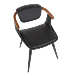 Oracle Mid-Century Modern Dining Chair in Black Faux Leather and Black Metal with Walnut Wood Accents by Lumisource -Cheap Lumisource Store black lumisource dining chairs ch oracle bkbk a0 1000