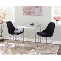 Marcel Black Velvet and Chrome Dining Chair (Set of 2) by Lumisource -Cheap Lumisource Store black lumisource dining chairs dc marcl bk2 31 1000