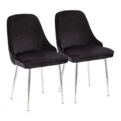 Marcel Black Velvet and Chrome Dining Chair (Set of 2) by Lumisource