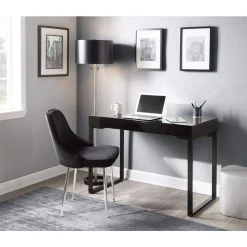 Marcel Black Velvet and Chrome Dining Chair (Set of 2) by Lumisource -Cheap Lumisource Store black lumisource dining chairs dc marcl bk2 c3 1000