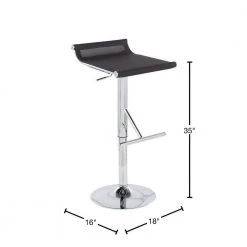 Mirage Ale 35 in. Black Mesh Fabric & Chrome Metal Adjustable Height Low Back Bar Stool by Lumisource -Cheap Lumisource Store black mesh fabric chrome lumisource bar stools bs mirale bk 40 1000