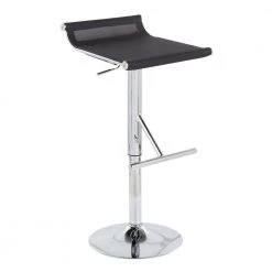 Mirage Ale 35 in. Black Mesh Fabric & Chrome Metal Adjustable Height Low Back Bar Stool by Lumisource