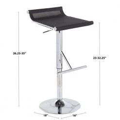 Mirage Ale 35 in. Black Mesh Fabric & Chrome Metal Adjustable Height Low Back Bar Stool by Lumisource -Cheap Lumisource Store black mesh fabric chrome lumisource bar stools bs mirale bk c3 1000