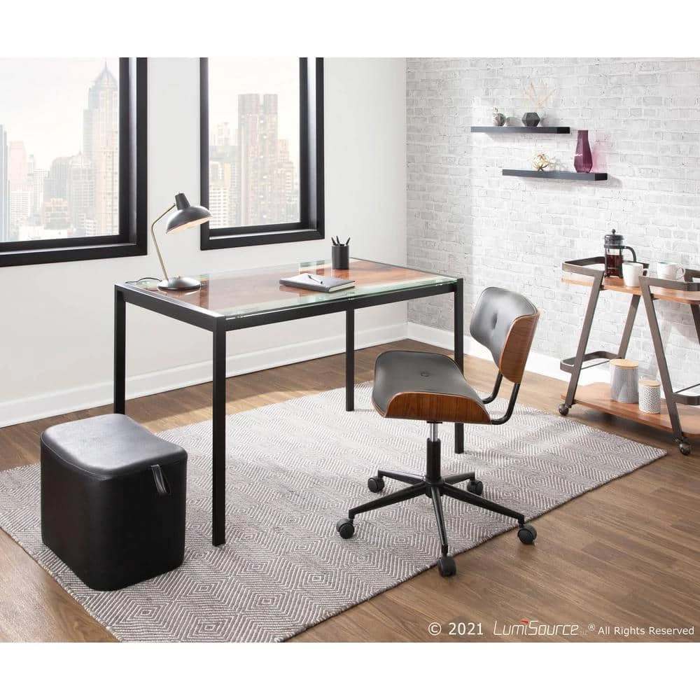 Live Edge 28 in. Rectangular Black Metal and Clear Glass Top with Live Edge Print (Seats 6) by Lumisource 7 Live Edge 28 in. Rectangular Black Metal and Clear Glass Top with Live Edge Print (Seats 6) by Lumisource - Image 5