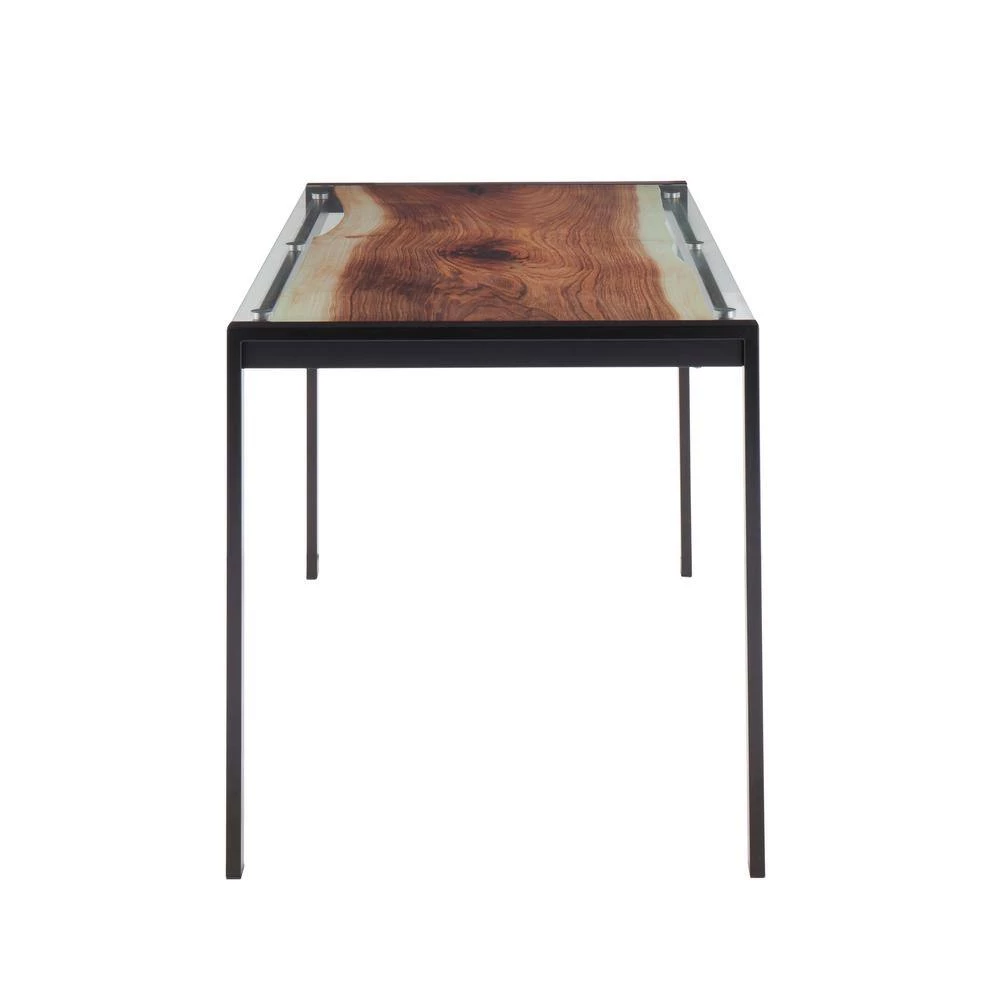 Live Edge 28 in. Rectangular Black Metal and Clear Glass Top with Live Edge Print (Seats 6) by Lumisource 4 Live Edge 28 in. Rectangular Black Metal and Clear Glass Top with Live Edge Print (Seats 6) by Lumisource - Image 2