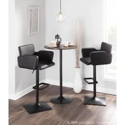 Sergio in Black Faux Leather Adjustable Height Bar Stool by Lumisource -Cheap Lumisource Store black metal lumisource bar stools bs sergio bkbk 31 1000