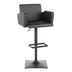 Sergio in Black Faux Leather Adjustable Height Bar Stool by Lumisource