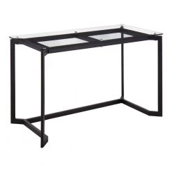 Masters 47.25 in. Black Steel and Clear Glass Rectangular Writing Desk by Lumisource