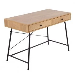 Casper 43.5 in. Rectangular Black Steel and Brown Wood 2-Drawer Writing Desk by Lumisource