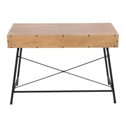 Casper 43.5 in. Rectangular Black Steel and Brown Wood 2-Drawer Writing Desk by Lumisource -Cheap Lumisource Store black steel brown wood lumisource writing desks ofd casper bkbn 66 1000