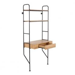 Lean 34 in. Rectangular Black Steel and Brown Wood 1-Drawer Floating Desk with 2-Shelves by Lumisource -Cheap Lumisource Store black steel brown wood lumisource writing desks ofd lean bkbn 77 1000