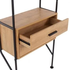 Lean 74.75 in. Black Steel and Wood 3-Shelf Wall Mounted Bookcase with 2-Drawers by Lumisource -Cheap Lumisource Store black steel wood lumisource bookcases bookshelves obc lean bkbn c3 1000