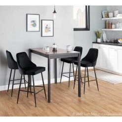 Marcel 25 in. Black Metal Counter Stool with Black Velvet Upholstery (Set of 2) by Lumisource -Cheap Lumisource Store black velvet black lumisource bar stools b25 marcel bkvbk2 31 1000