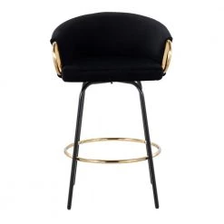 Claire 34.5 in. Counter Height Bar Stool in Black Velvet and Black Metal (Set of 2) by Lumisource -Cheap Lumisource Store black velvet black metal lumisource bar stools b26 claire2 swvg bkvbk2 31 1000