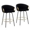 Claire 34.5 in. Counter Height Bar Stool in Black Velvet and Black Metal (Set of 2) by Lumisource -Cheap Lumisource Store black velvet black metal lumisource bar stools b26 claire2 swvg bkvbk2 64 1000
