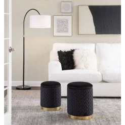 Marla Black Velvet and Gold Metal Quilted Nesting Ottoman Set by Lumisource 11 Marla Black Velvet and Gold Metal Quilted Nesting Ottoman Set by Lumisource -Cheap Lumisource Store black velvet gold metal lumisource ottomans ot2 marla qlt auvbk 31 1000