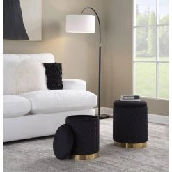 Marla Black Velvet and Gold Metal Quilted Nesting Ottoman Set by Lumisource 10 Marla Black Velvet and Gold Metal Quilted Nesting Ottoman Set by Lumisource -Cheap Lumisource Store black velvet gold metal lumisource ottomans ot2 marla qlt auvbk 77 1000