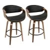 Symphony 26 in. Walnut and Black Faux Leather Counter Stool (Set of 2) by Lumisource 2 Symphony 26 in. Walnut and Black Faux Leather Counter Stool (Set of 2) by Lumisource -Cheap Lumisource Store black walnut lumisource bar stools b26 sympq wlbk2 64 1000