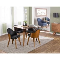 Ahoy Walnut and Black Faux Leather Chair with Nailhead Trim by Lumisource -Cheap Lumisource Store black walnut lumisource dining chairs ch ahoy wl bk 31 1000