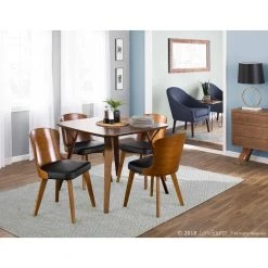 Bocello Walnut Wood and Black Faux Leather Chair by Lumisource 25 Bocello Walnut Wood and Black Faux Leather Chair by Lumisource -Cheap Lumisource Store black walnut lumisource dining chairs ch bcllo wl bk 31 1000