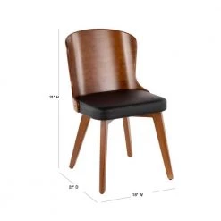 Bocello Walnut Wood and Black Faux Leather Chair by Lumisource 16 Bocello Walnut Wood and Black Faux Leather Chair by Lumisource -Cheap Lumisource Store black walnut lumisource dining chairs ch bcllo wl bk 40 1000
