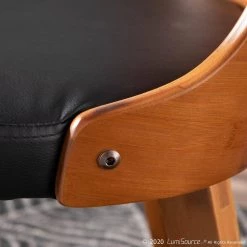 Bocello Walnut Wood and Black Faux Leather Chair by Lumisource 22 Bocello Walnut Wood and Black Faux Leather Chair by Lumisource -Cheap Lumisource Store black walnut lumisource dining chairs ch bcllo wl bk 44 1000