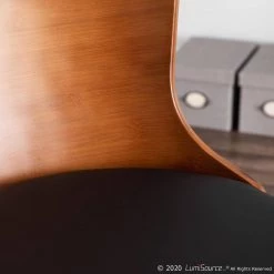 Bocello Walnut Wood and Black Faux Leather Chair by Lumisource 20 Bocello Walnut Wood and Black Faux Leather Chair by Lumisource -Cheap Lumisource Store black walnut lumisource dining chairs ch bcllo wl bk 4f 1000