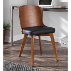 Bocello Walnut Wood and Black Faux Leather Chair by Lumisource 19 Bocello Walnut Wood and Black Faux Leather Chair by Lumisource -Cheap Lumisource Store black walnut lumisource dining chairs ch bcllo wl bk c3 1000
