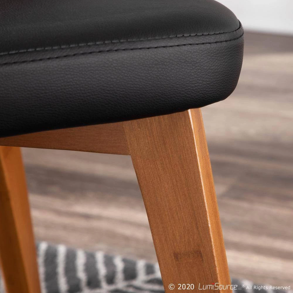 Bocello Walnut Wood and Black Faux Leather Chair by Lumisource 12 Bocello Walnut Wood and Black Faux Leather Chair by Lumisource - Image 10