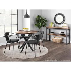 X Pedestal Industrial Dinette Table in Black Metal and Walnut Wood - 1-Piece by Lumisource -Cheap Lumisource Store black walnut lumisource kitchen dining tables dt xpedstl bkwl 31 1000