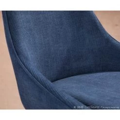 Diana 25.50 in. Solid Back Counter Height Stool in Blue Corduroy and Walnut Wood with Round Black Footrest (Set of 2) by Lumisource -Cheap Lumisource Store blue corduroy lumisource bar stools b26 dianacor grtq wlbu2 4f 1000