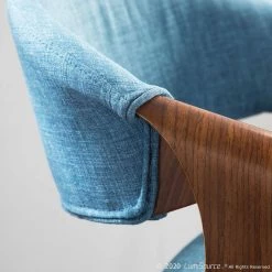 Curvini 34.5 in. Counter Height Bar Stool in Blue Fabric and Walnut Wood (Set of 2) by Lumisource -Cheap Lumisource Store blue fabric walnut wood lumisource bar stools b24 crvni2 swvr wlbu2 4f 1000