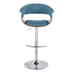 Vintage Mod 44.5 in. Adjustable Bar Stool in Blue Fabric and Walnut Wood (Set of 2) by Lumisource -Cheap Lumisource Store blue fabric walnut wood lumisource bar stools bs vmo2 swvrt wlbu2 31 1000