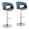 Vintage Mod 44.5 in. Adjustable Bar Stool in Blue Fabric and Walnut Wood (Set of 2) by Lumisource -Cheap Lumisource Store blue fabric walnut wood lumisource bar stools bs vmo2 swvrt wlbu2 64 1000