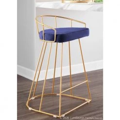 Canary Contemporary Gold and Blue Counter Stool Velvet (Set of 2) by Lumisource 14 Canary Contemporary Gold and Blue Counter Stool Velvet (Set of 2) by Lumisource -Cheap Lumisource Store blue gold lumisource bar stools b26 cnry au bu2 c3 1000