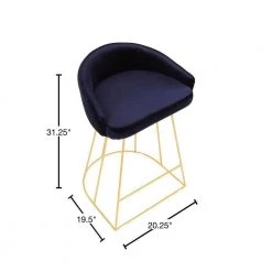 Canary 26 in. Blue Velvet and Gold Metal Upholstered Counter Stool (Set of 2) by Lumisource -Cheap Lumisource Store blue gold lumisource bar stools b26 cnryup aubu2 40 1000