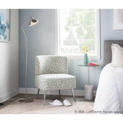 Fran Blue Leopard Print & Chrome Metal Slipper Chair by Lumisource -Cheap Lumisource Store blue leopard chrome metal lumisource accent chairs ch franlep bu 31 1000
