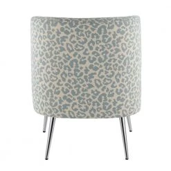 Fran Blue Leopard Print & Chrome Metal Slipper Chair by Lumisource -Cheap Lumisource Store blue leopard chrome metal lumisource accent chairs ch franlep bu 66 1000