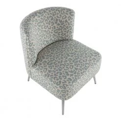 Fran Blue Leopard Print & Chrome Metal Slipper Chair by Lumisource -Cheap Lumisource Store blue leopard chrome metal lumisource accent chairs ch franlep bu a0 1000