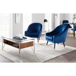 Matisse Blue Velvet Accent Chair by Lumisource -Cheap Lumisource Store blue lumisource accent chairs chr matse bk bu 31 1000