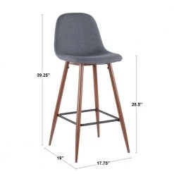 Pebble 29 in. Walnut Metal and Blue Fabric Bar Stool (Set of 2) by Lumisource -Cheap Lumisource Store blue lumisource bar stools bs peb wl bu2 4f 1000