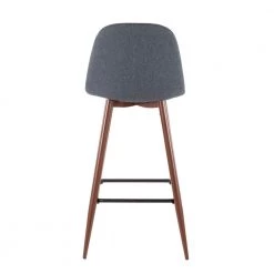 Pebble 29 in. Walnut Metal and Blue Fabric Bar Stool (Set of 2) by Lumisource -Cheap Lumisource Store blue lumisource bar stools bs peb wl bu2 66 1000