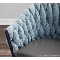 Braided Matisse Blue Fabric and Grey Faux Leather Arm Chair by Lumisource -Cheap Lumisource Store blue lumisource dining chairs ch braidmat bkbu 4f 1000